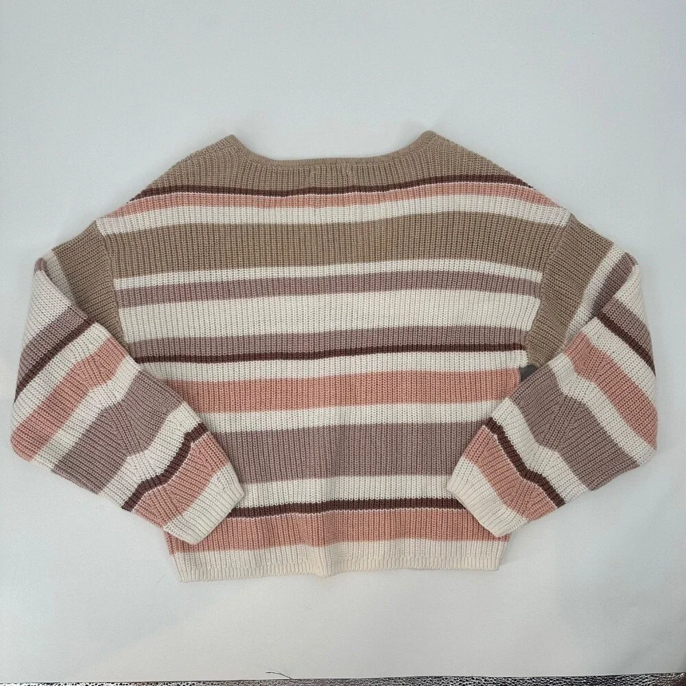 Abercrombie & Fitch Striped V-Neck Sweater Knit Pullover Casual Top‎ Size M